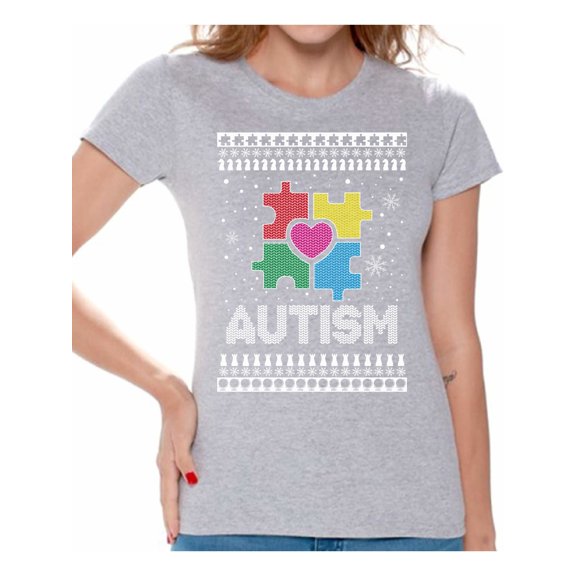 Awkward Styles Christmas Shirts for Women Xmas Autism T-Shirt