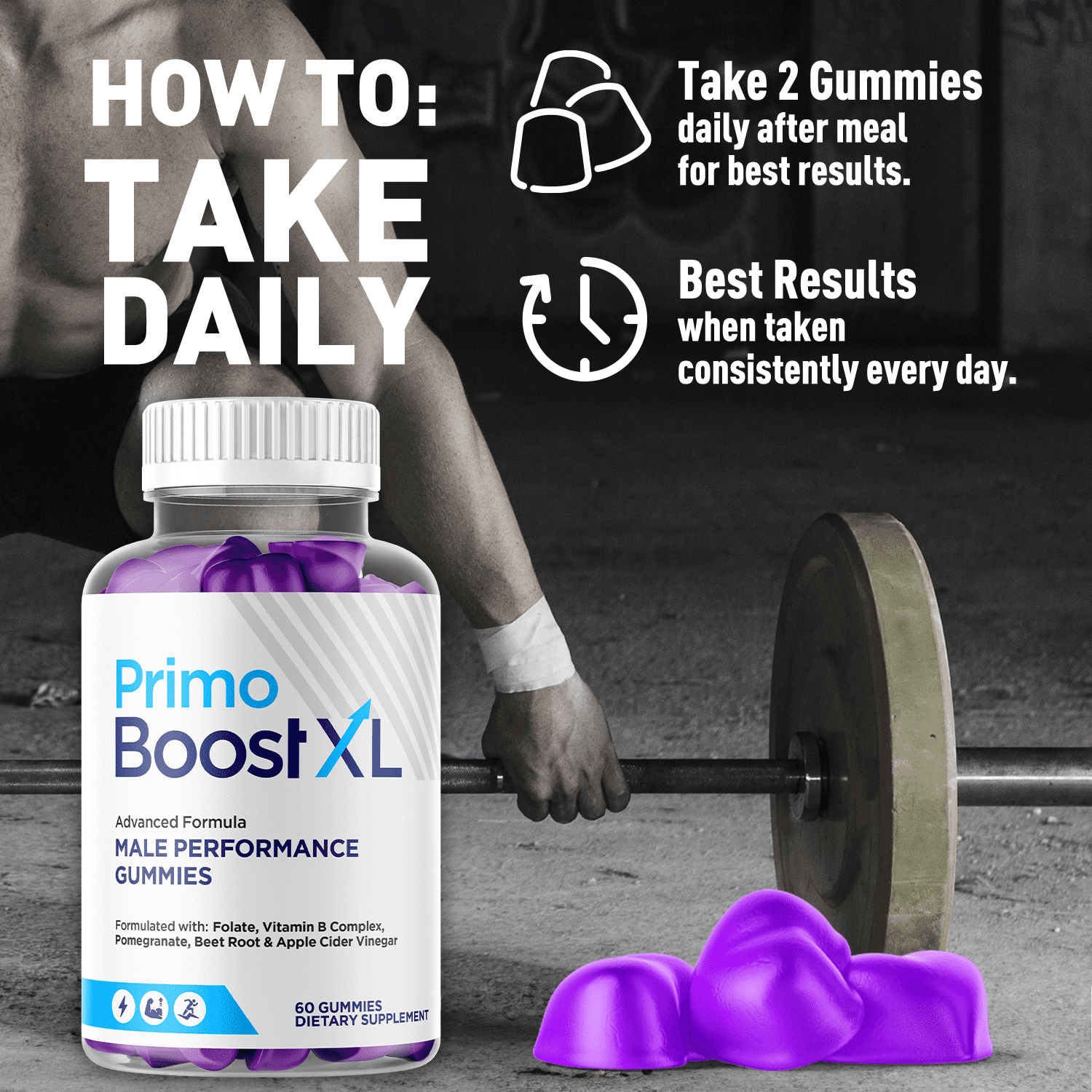 Primo Boost XL Gummies Advanced Formula All Natural Vitamin Supplement PrimoBoost XL 120 Gummies