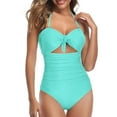 thumbnail image 1 of Gibobby Trajes de Natación para Mujer Traje de baño 2023 para mujer, traje de baño Sexy recortado con cintura alta, traje de baño con cordones frontales(Azul,CH), 1 of 4