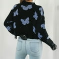 thumbnail image 5 of Crop Sweaters Tops for Women Butterfly Printed Long Sleeve Ripped Knitted Sweater Casual Comfy Pullover Sweater, 5 of 6