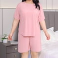 thumbnail image 2 of Aezemi Women Plus Size Sleep Set 2 Piece Fashion Short Sleeve Tops Shorts Summer Spring Home Comfy Casual Pajama Sets for Women 4XL, 2 of 8
