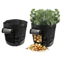 Worgeous 2 Pcs Potato Vegetable Grow Bags Aeration Container with Strap Handles (PE, Black)