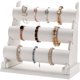 thumbnail image 2 of Expositor, joyero, portapulseras, porta relojes, almacenamiento de accesorios, pu, 3 tiras, para pulseras, collares, anillos, gran capacidad, blanco JM, 2 of 5
