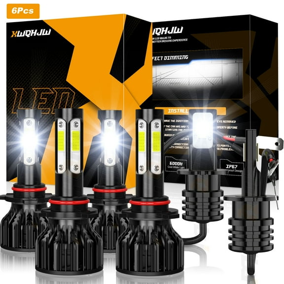Compatible for Toyota Corolla 2001-2004 LED Headlight Bulbs Kit Hi/Lo Beam Fog Light 6000K Brighter White 6-Pack