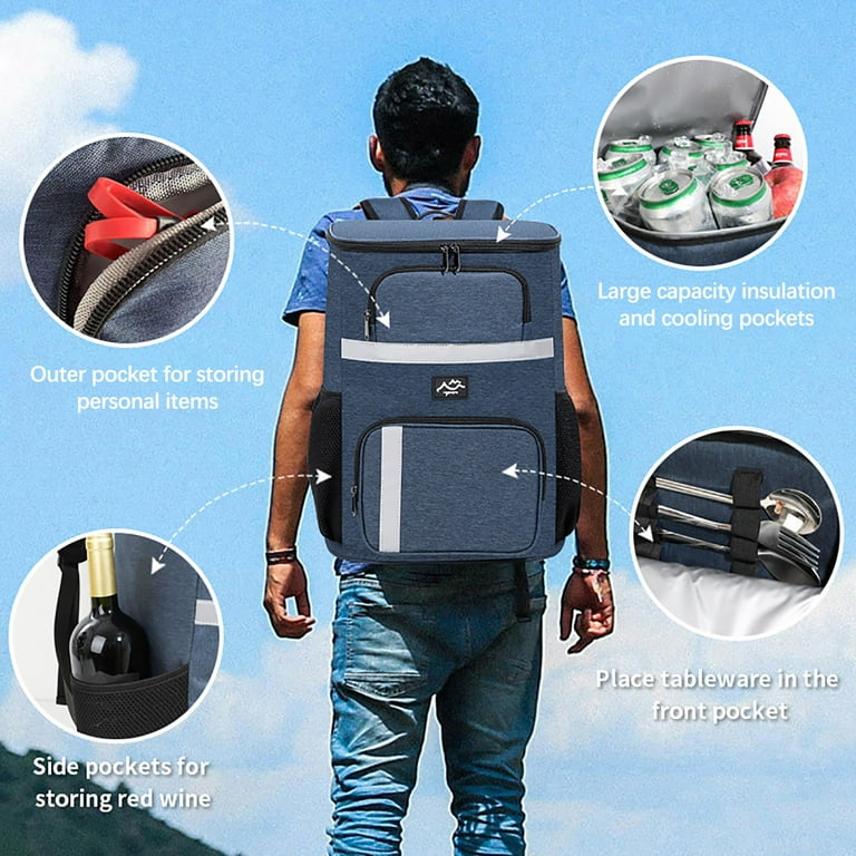 XIAOLE 30L Insulated Cooler Backpack Insulated Waterproof Large Capacity Coolers Bags with Opener Leak Proof Cooler Back Pack for Camping Travel Picnic Hiking Beach Walmart