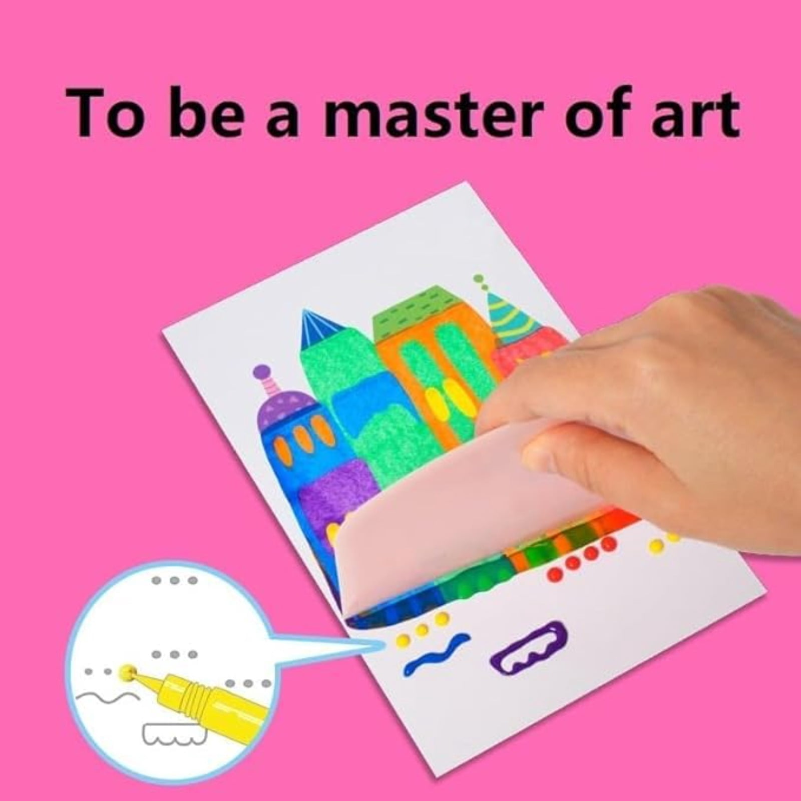 Rainbow Squeeze Art Kit – 35-Piece Magic Scratch & Color Paper Art Set for Kids, Dot Scratch Painting Party DIY Gift, Creative Rainbow Squeeze Art Set