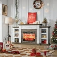 thumbnail image 4 of LGHM 72" Fireplace TV Stand for 75 inch 80 inch TV, Electric Fireplace with Mantel, Farmhouse Television Stands with 23" Electric Fireplace, White Brown, 4 of 13