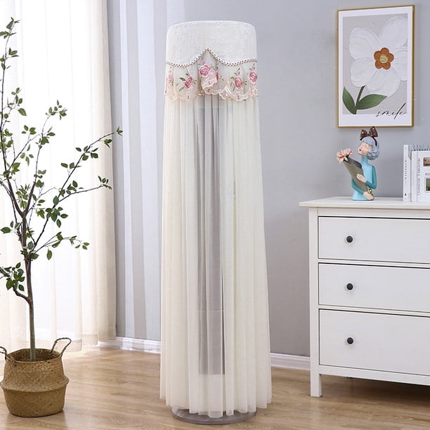 Nvzi Cubierta universal para aire acondicionado, cilíndrica, vertical, con borde de hilo, para aire acondicionado, cubierta antipolvo, altura 180 cm, universal para aire acondicionado (blanca).
