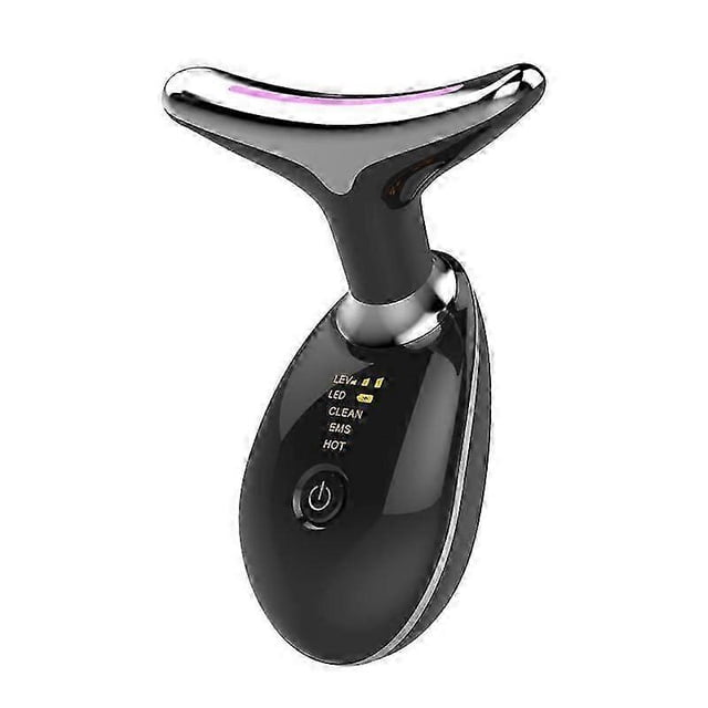 Neck Firming & Anti-Wrinkle Device EMS Lifting Neck Massager with LED Light & Heat Therapy USB Rechargeable Black / White