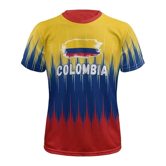 CONZONE Mens Colombia Soccer T-Shirts Short Sleeve International Football T Shirts for Men Crew Neck Graphic Casual Summer Tee Tops