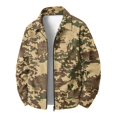 thumbnail image 6 of CCRFTGI Corduroy Jackets for Men Zip Up Bomber Vintage Casual Long Sleeve Lapel Collar Camo Relaxed Fit Fall Winter Jacket Brown S, 6 of 7