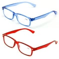 thumbnail image 3 of 2 Pairs Casual Fashion Rectangular Reading Glasses - Stylish Simple Readers Magnification - Translucent Blue Red, 3 of 4