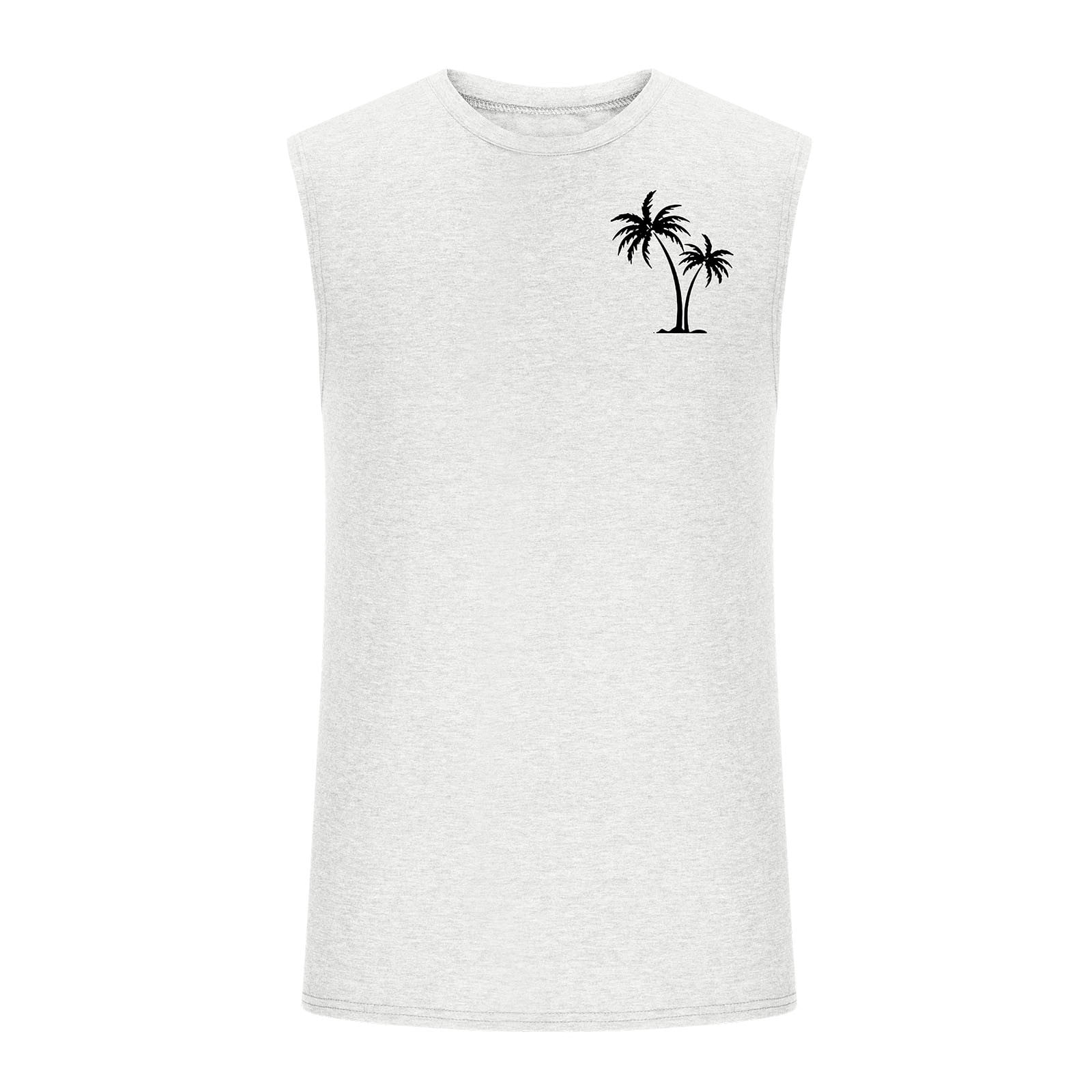 Tdoqot Mens Tank Tops- Summer Sleeveless Loose Fit Crewneck Casual Print Tank White Size 2XL