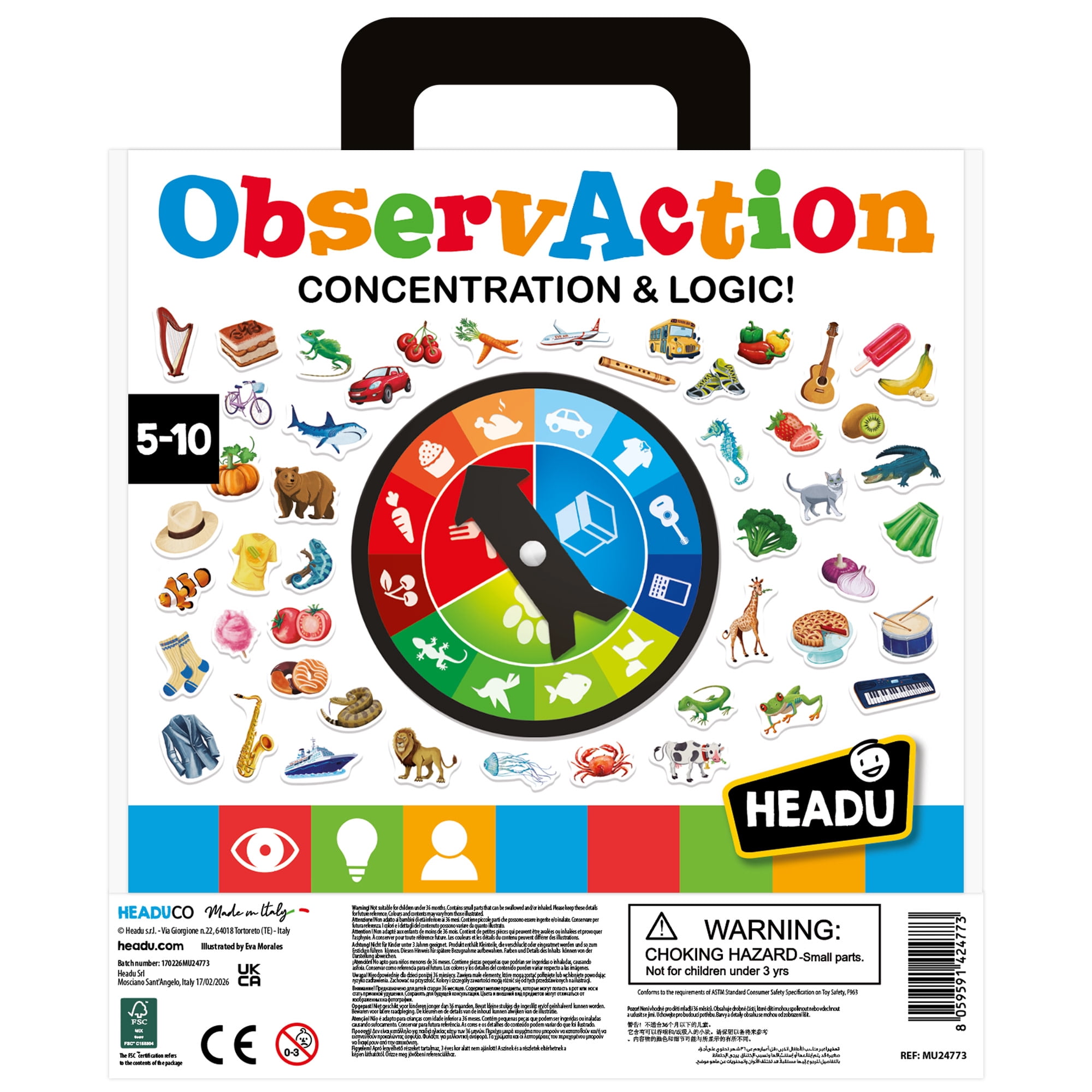 Headu: ObservAction - Concentration & Logic Game, Race To Gather Object Titles That Match The Spinner Category, Visual Memory & Speed Play, Kids 5-10