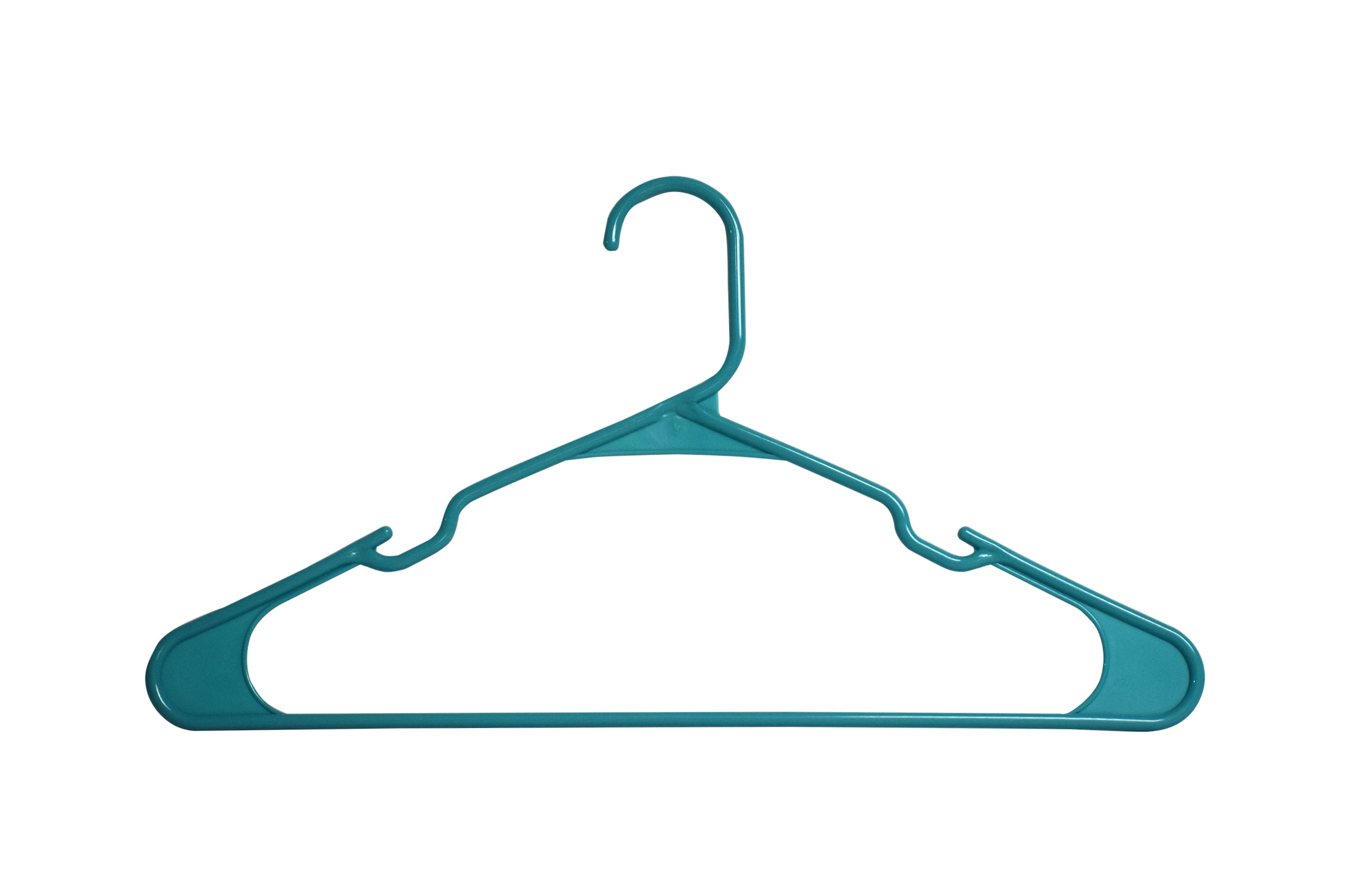 Mainstays Plastic Notched Clothing Hangers, 10 Pack, Teal 