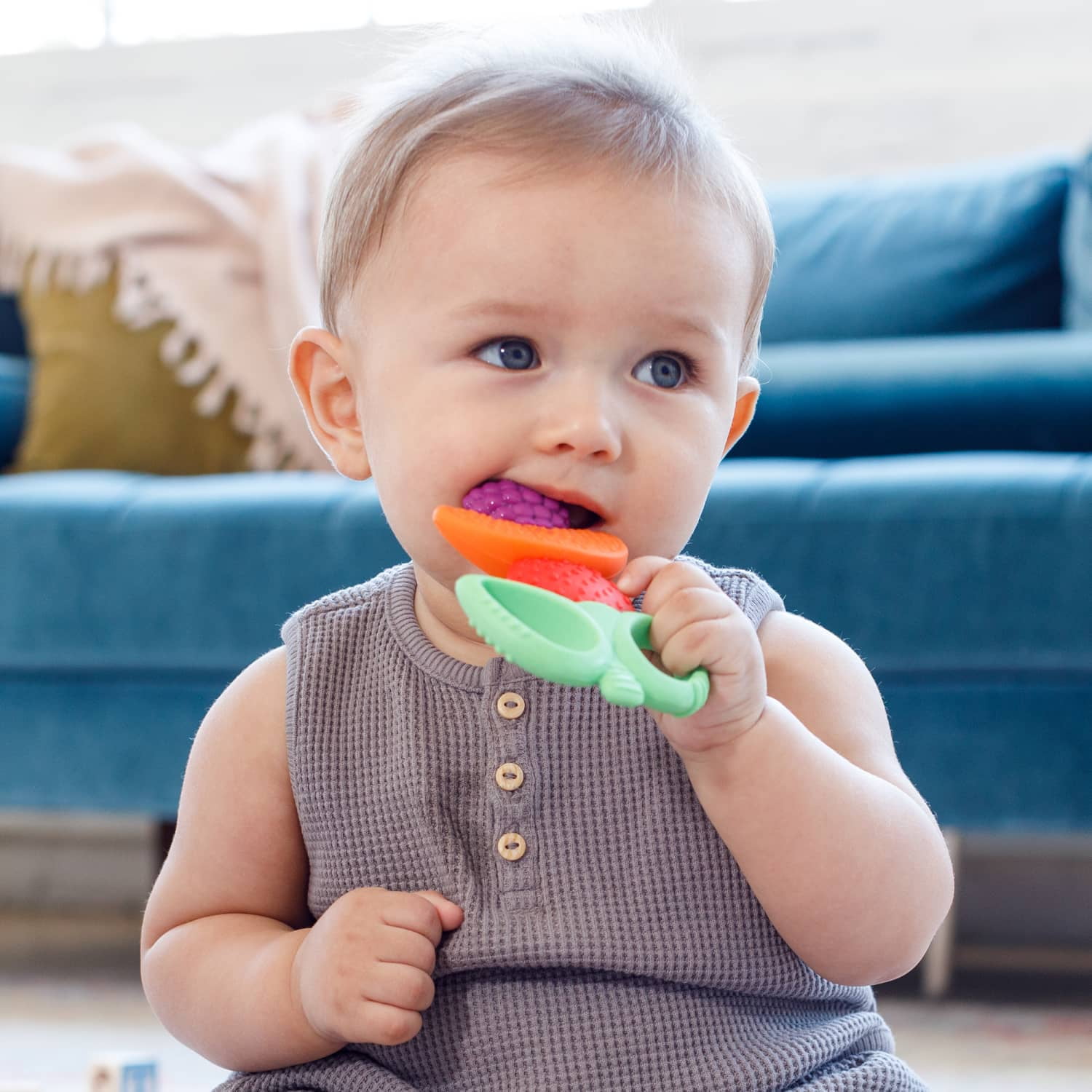 Infantino Lil' Nibbles Textured Baby Teething Toy, 6-12 Months, Multicolor Fruit Kabob