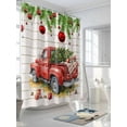 thumbnail image 3 of Fsddascl Christmas Red Truck Shower Curtain Set - Extra Long 72" x 96" Washable Bathtub Curtain with 12 Hooks, Xmas Tree Balls Pine Brown Wooden Waterproof Fabric Stall Shower Curtains for Bathroom, 3 of 6