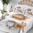 thumbnail image 5 of Ambesonne Cartoon Fitted & Top Sheet Set with Shams, Kitten Cat in the Box, Sand Brown Warm Taupe, 5 of 8