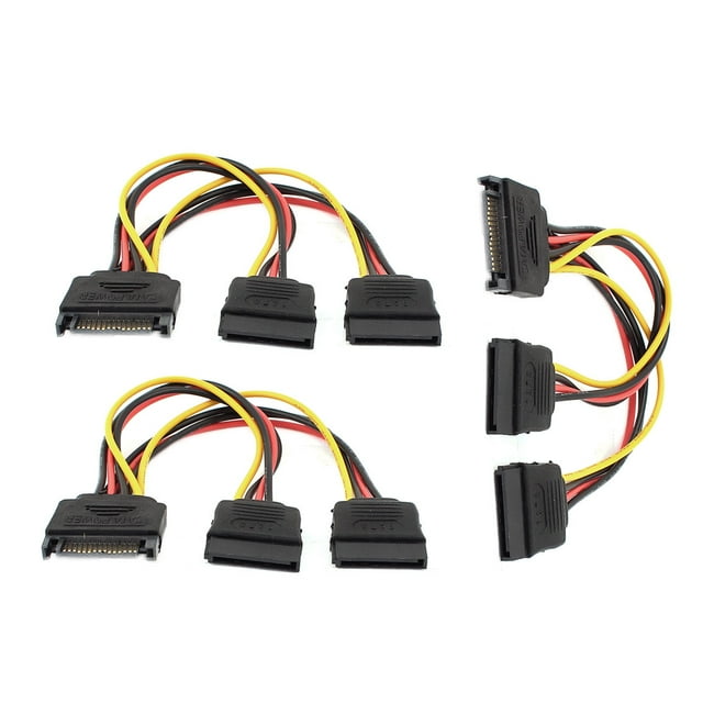 Unique Bargains 15 Pin SATA Male to Dual 15 Pin SATA Splitter Female Power Cable 3 Pcs