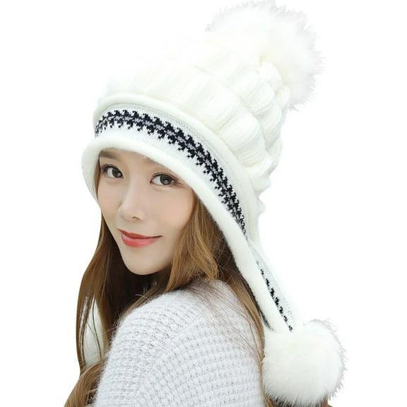 TELOLY Hat Fashion Hats Women Keep Winter with Hair Hemming Knitted Warm Baseball Caps