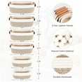 thumbnail image 3 of Natubeau Set of 6 Storage Basket for Organizing, Including 4 with Leather Handles & 2 Small Gifts Baskets, Rectangle Bins for Shelves, Brown & White, 3 of 11