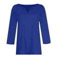 thumbnail image 5 of felwors 3/4 Length Sleeve Womens Tops Dressy Casual V-Neck Puff Sleeve Blouses Business Work Tunic Shirt S-XXL (Dark Blue, XL), 5 of 7