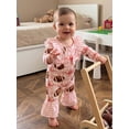 thumbnail image 4 of RUINIXCW Infant Baby Girl Romper Ruffle Long Sleeve Crew Neck Rugby Bow Print Fall Jumpsuit, 4 of 8