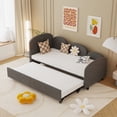 thumbnail image 2 of Euroco Upholstered Twin Size Daybed with Trundle Bed, Velvet Sofa Bed, Gray, 2 of 17