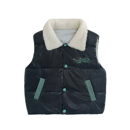 

Stamzod Autumn Winter New Boys Girls Sleeveless Vest Jacket Letter Print Windproof Coat Kids Warm Vest Children Outwear Toddler Coat Turn-Down Collar 12M-5Y