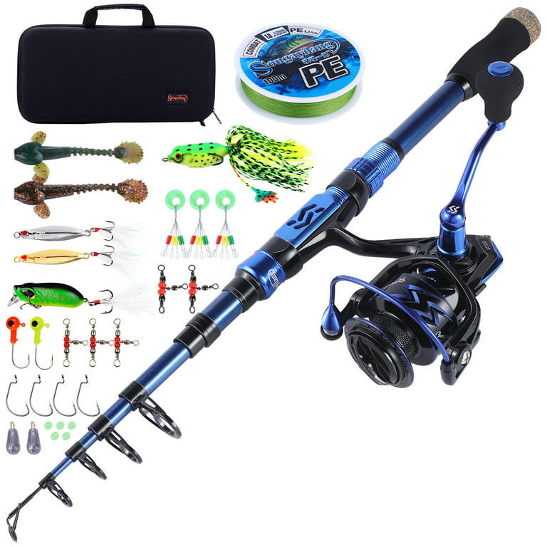 Sougayilang Carbon Fiber Telescopic Fishing Rod and 12+1BB Spinning Reel  Combo - Carrying Case