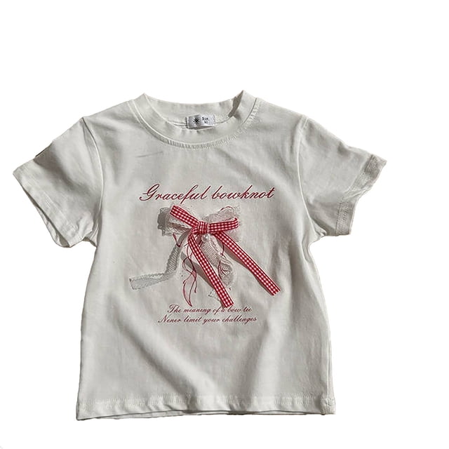 WENXIAOO T-shirts à Manches Courtes pour Filles Col Ras du Cou T-shirts Graphiques Décontractés T-shirts d'Été pour Filles T-shirts pour Filles 9-10 Ans