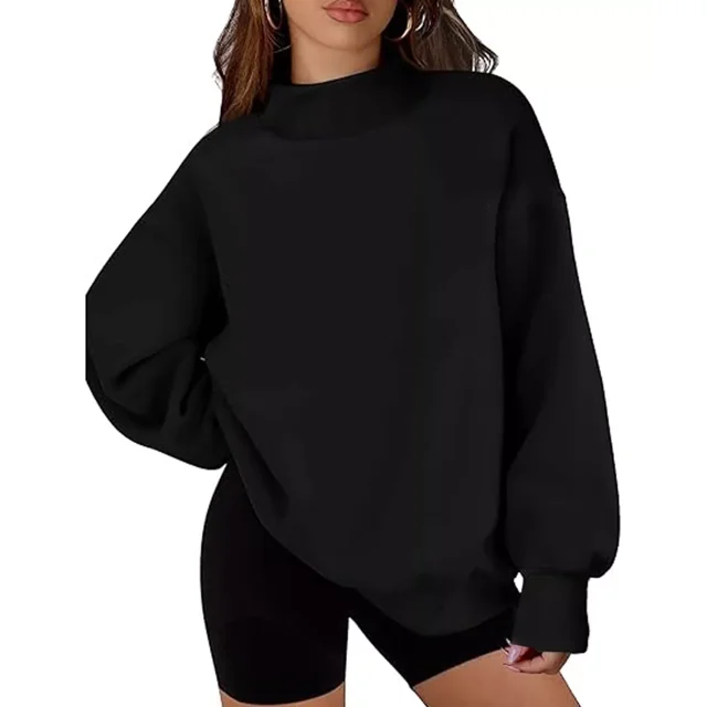 Sudadera Casual De Manga Larga Con Cuello Alto Para Mujer