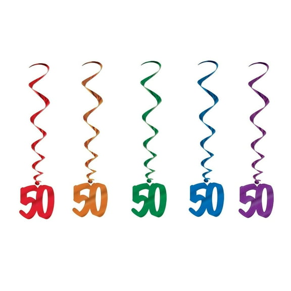 30 Piece Beistle 50th Birthday Party Whirls - Solid Multicolor