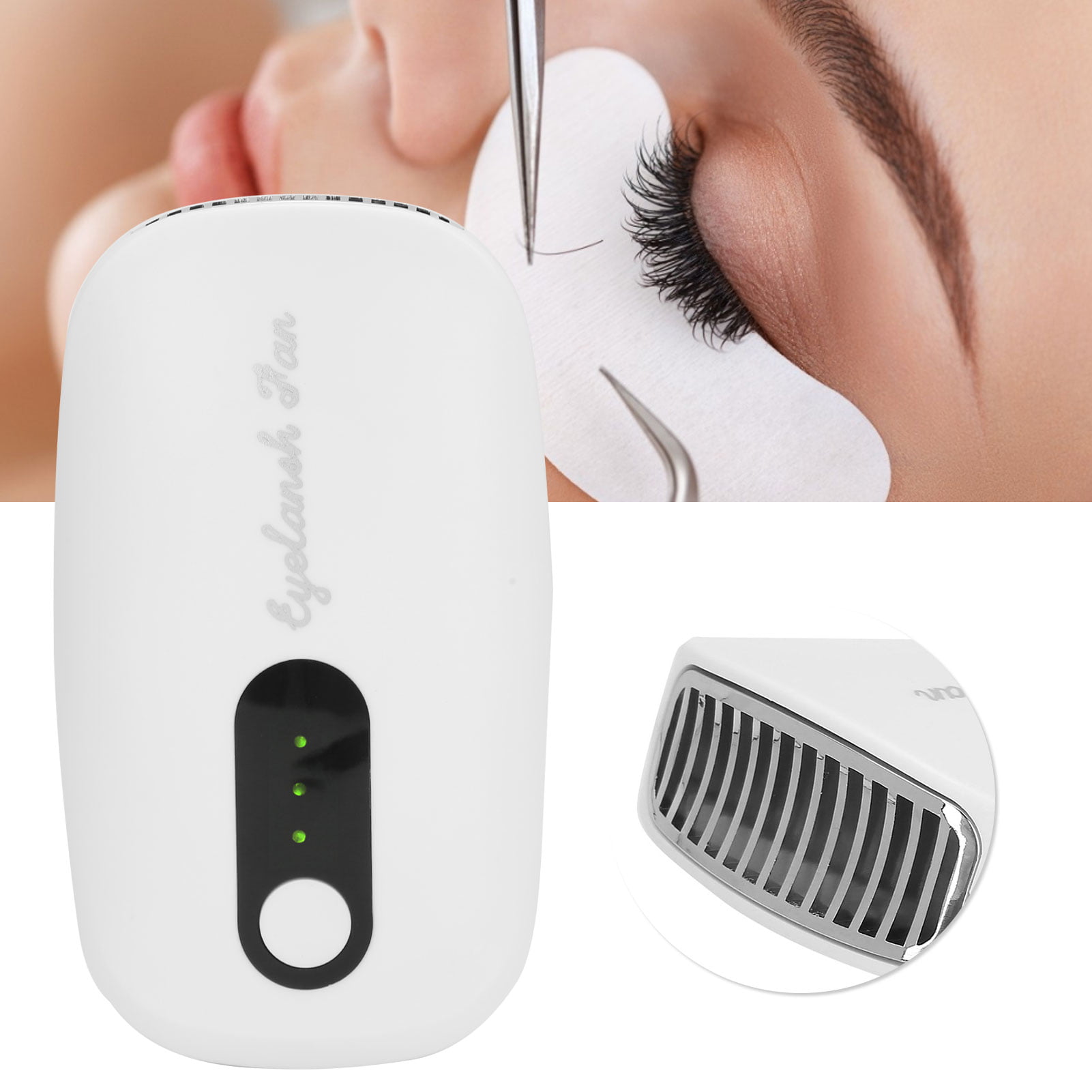 Pink Mini Handheld Air Cooling Fan Grafting Eyelashes Blowing Hair Dryer with Rechargeable Battery Adjustable 3 Speeds Foldable Home and Travel