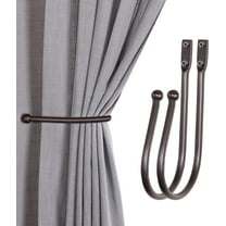 Deco Window 2 Pcs Curtain Holdback for Curtains Wall Mounted Metal Drapery Hook for Door Window Treatment-Ball (Silver Black)