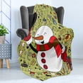 thumbnail image 4 of Christmas Soft Flannel Fleece Blanket, Greeting Smiling Snowman with Various New Year Party Ornaments, Cozy Plush for Indoor and Outdoor Use, 50" x 70", Avocado Green and Multicolor, by Ambesonne, 4 of 5