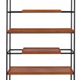 thumbnail image 5 of 5 Tier Wooden Bookshelf with Open Metal Frame, Oak Brown and Black, 5 of 5