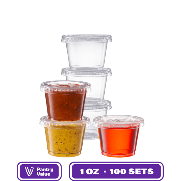 Pantry Value Oz Condiment Containers Small Plastic Containers with Lids, 100-Pack