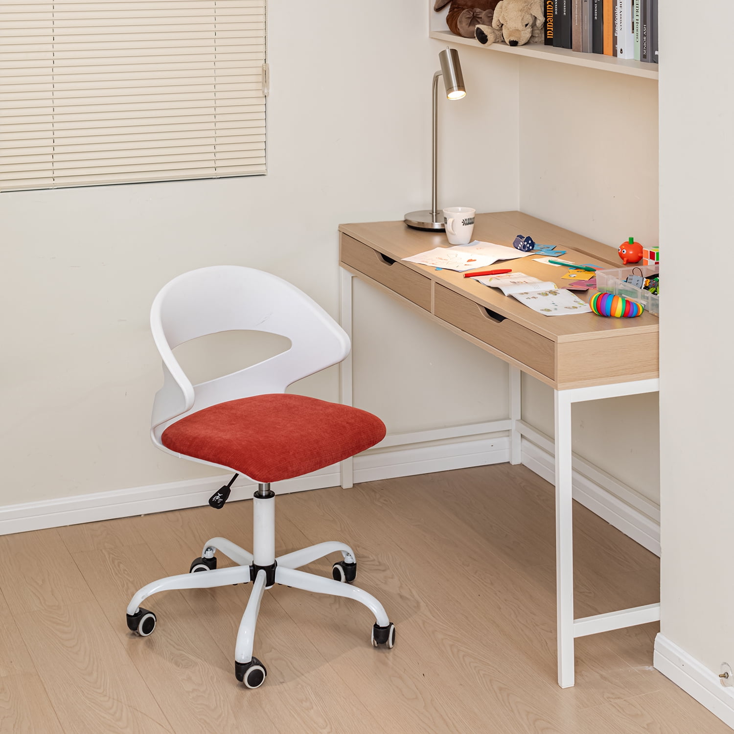 Homy Casa Teen Task Office Chair with Lumbar Support, Adjustable Height Swivel Desk Chair for Home Office, Peppery