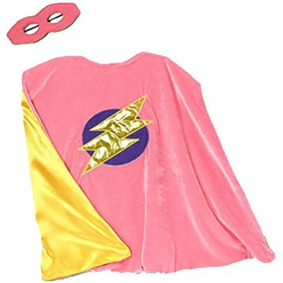 Storybook Wishes Pink & Yellow Reversible Bolt Cape & Mask