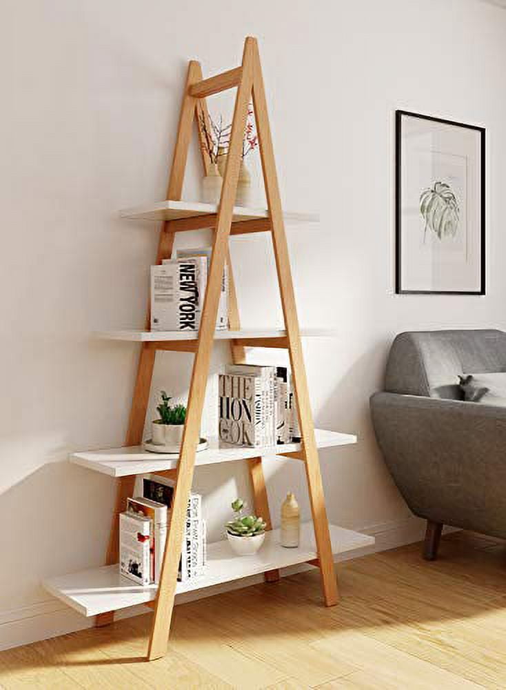 Universal Expert Abacus A-Frame Ladder Bookshelf, Oak and White