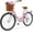 Pink, variant on Classic Women Commute Bike with Basket, 24" Shimano 7 Speeds Adult Cruiser Bicycle for Ladies - Hi-Ten Steel Frame - Ideal for Urban Commuting and Beach Rides