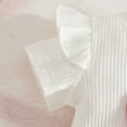thumbnail image 6 of QIbmong 3 Piece Outfits for Toddler Girls Crew Neck Ruffle Short Sleeve Ribbed Knit Tees Heart Shorts with Beret Hat Casual Cute Kids Summer Sets(18-24 Months,Pink), 6 of 9