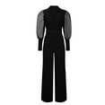 thumbnail image 6 of ABATAB Jumpsuits for Women Lapel V-Neck Long Belt Romper Long Sleeve Wide Leg Baggy Party Clubwear Trendy Jumpsuit, 6 of 6