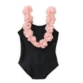 thumbnail image 2 of Styles I Love Toddler Kid Girls 3D Flower Straps Backless One-Piece Solid Color Swimsuit Beach Bathing Swimwear, 2 Colors (Balck, 28/2T), 2 of 7