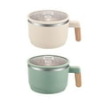 thumbnail image 1 of 2 cuencos portátiles para ramen de 1200 ml para servir en la cocina del dormitorio o para viajes. beige y verde, 1 of 9