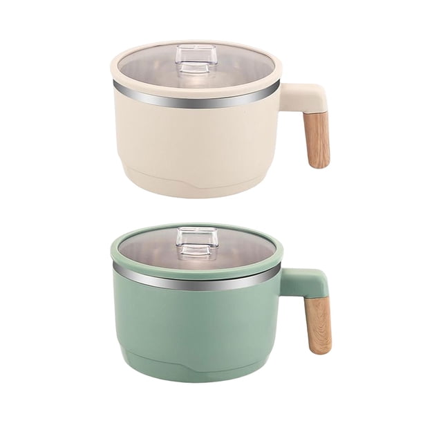 2 cuencos portátiles para ramen de 1200 ml para servir en la cocina del dormitorio o para viajes. beige y verde
