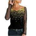 thumbnail image 1 of DPTALR Blouse T-shirt à Manches Longues en Dentelle Imprimée Décontractée pour Femmes, 1 of 5