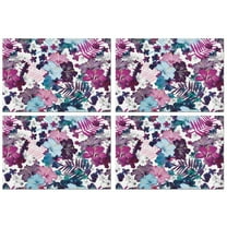 Pioneer Flower Floral Print Pattern Summer Placemats Table Placemats Set Of 4-Linen Kitchen Washable Placemats Table Mats 12x18 Inch Non-Slip Heat Resistant