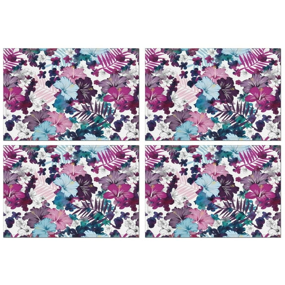 Pioneer Flower Floral Print Pattern Summer Placemats Table Placemats Set Of 4-Linen Kitchen Washable Placemats Table Mats 12x18 Inch Non-Slip Heat Resistant